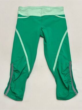Lululemon Run Pace Crop Capris Sz 4 Green Yoga Pilates Gym